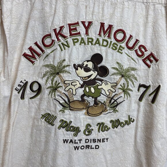 Disney Parks Mickey Mouse In Paradise Shirt Mens XXXL Embroidered Button Up Tan - Picture 3 of 7
